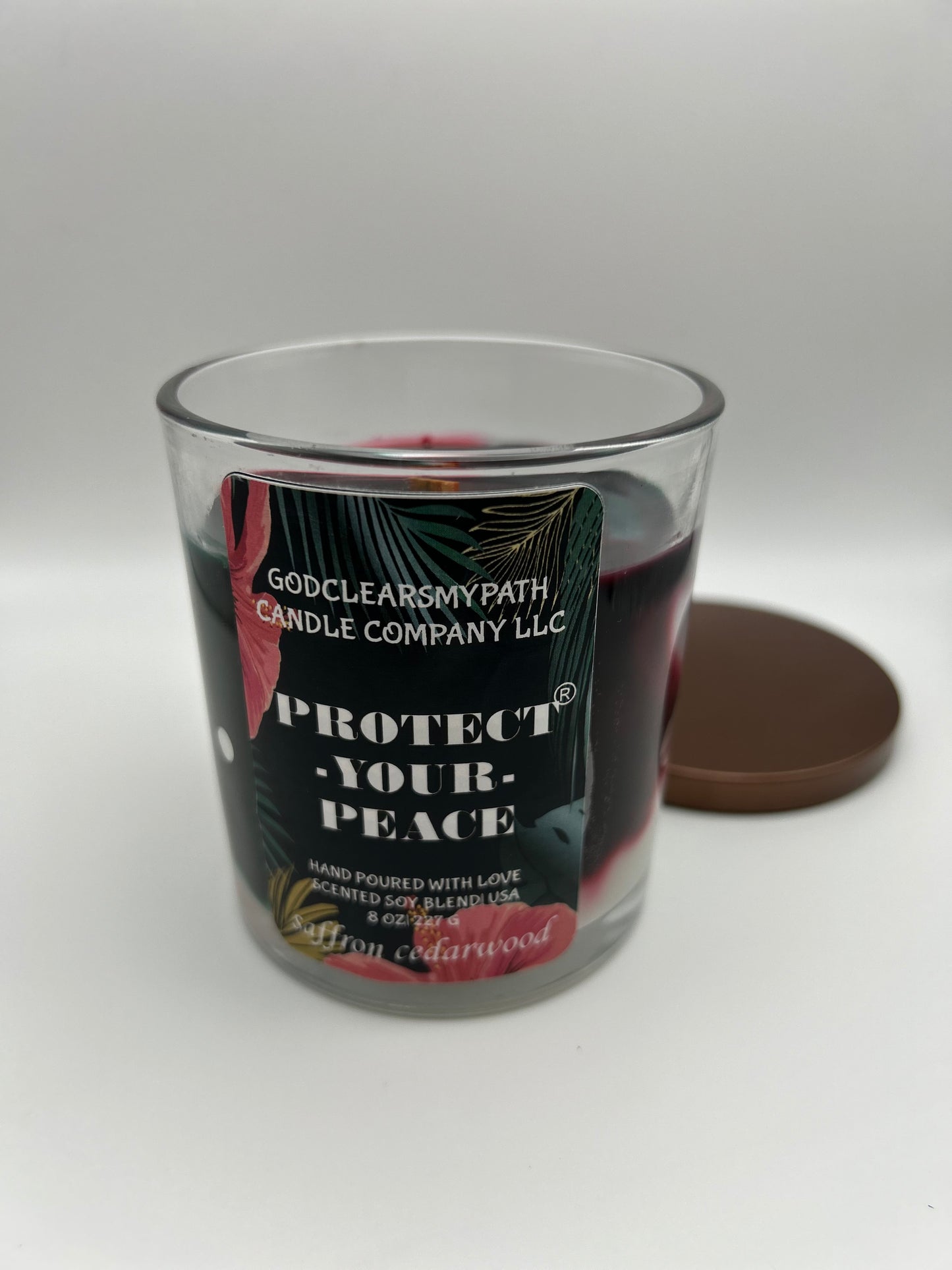 SAFFRON CEDARWOOD SCENTED SOY BLEND CANDLE WITH DYE 12oz