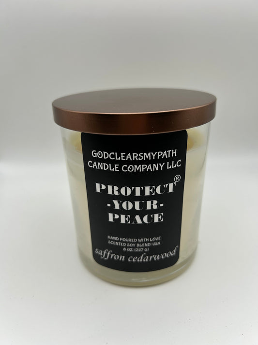 SAFFRON CEDARWOOD SCENTED SOY BLEND CANDLE 8oz